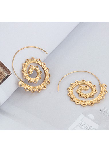 Gold jewelry,Gold Heart Design Metal Detail Retro Earrin Set