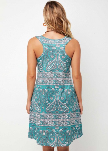 Green dresses,Tribal dresses,ROTITA Tribal Print Wide Strap A Line Dress