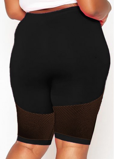 Black plus size,Plain Color plus size,ROTITA Plus Size High Waisted Lace Stitching Swim Shorts