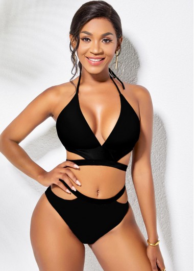 Multi Color swimwear,Floral swimwear,ROTITA Reversible Floral Print Halter Bikini Set 