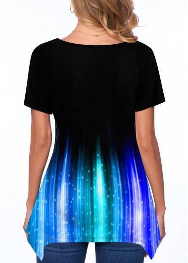 Black tops,Floral tops,ROTITA V Neck Printed Short Sleeve T Shirt