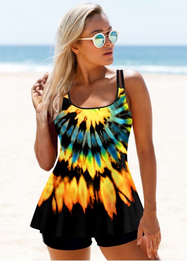 Multi Color swimwear,Tie Dye swimwear,ROTITA Multi Color Tie Dye Tankini Set