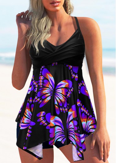 Black swimwear,Animal Print swimwear,High Waisted Lace Up Spaghetti Strap Swimdress and Panty 