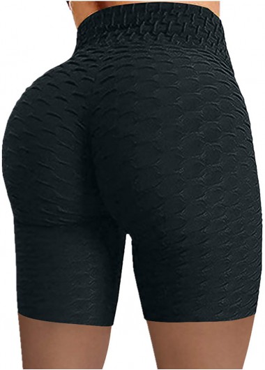 Black swimwear,Plain Color swimwear,ROTITA High Waisted Elastic Detail Black Swim Shorts