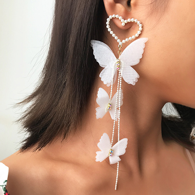 Ensemble de Boucles d'Oreilles Motif Papillon avec Perles