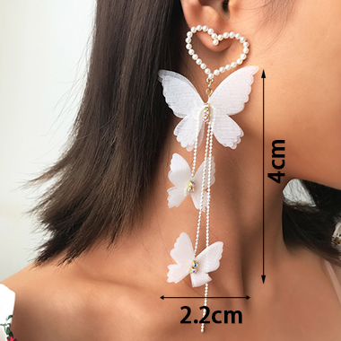Gold jewelry,Pearl Detail Butterfly Design Earring Set