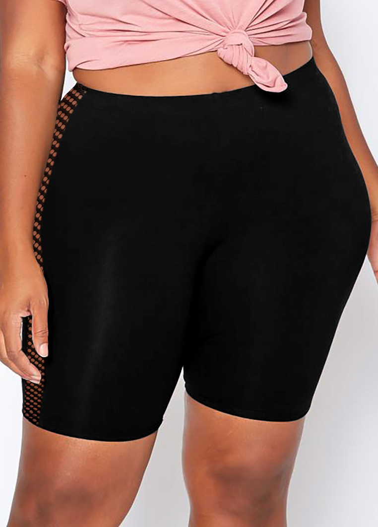 ROTITA Mesh Stitching Plus Size High Waist Swim Shorts