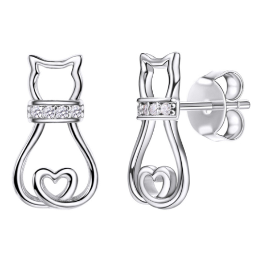 Ensemble De Boucles D Oreilles Chat En Argent Perce Rotita Com Usd 11 77