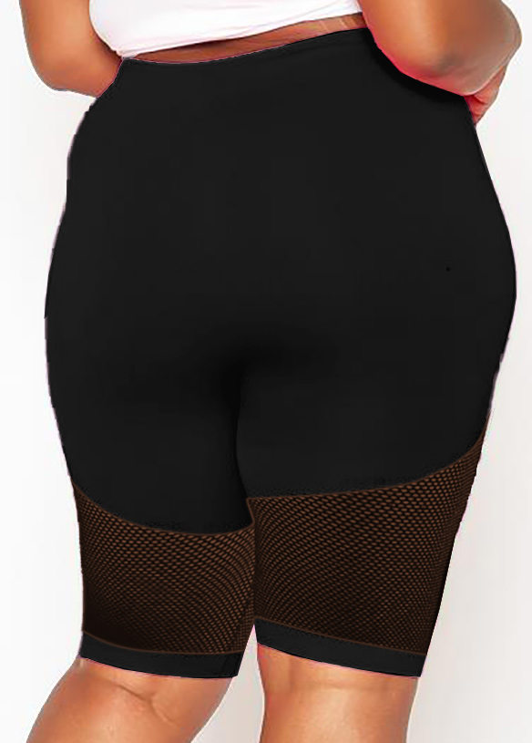 Black plus size,Plain Color plus size,ROTITA Plus Size High Waisted Lace Stitching Swim Shorts