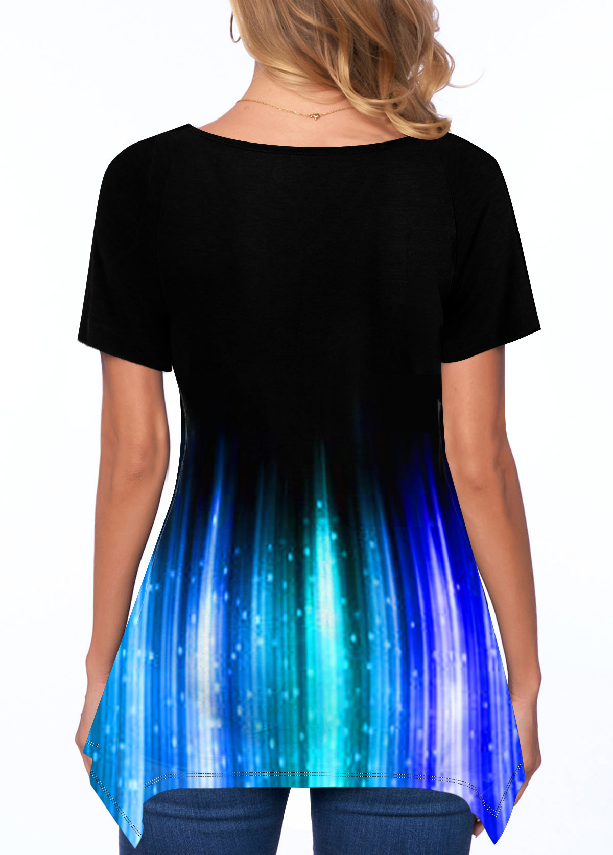 Black tops,Floral tops,ROTITA V Neck Printed Short Sleeve T Shirt