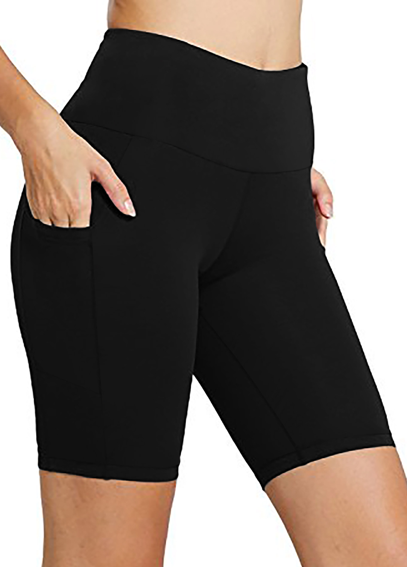 Rotita schwarze Badeshorts mit hoher Taille und Tasche