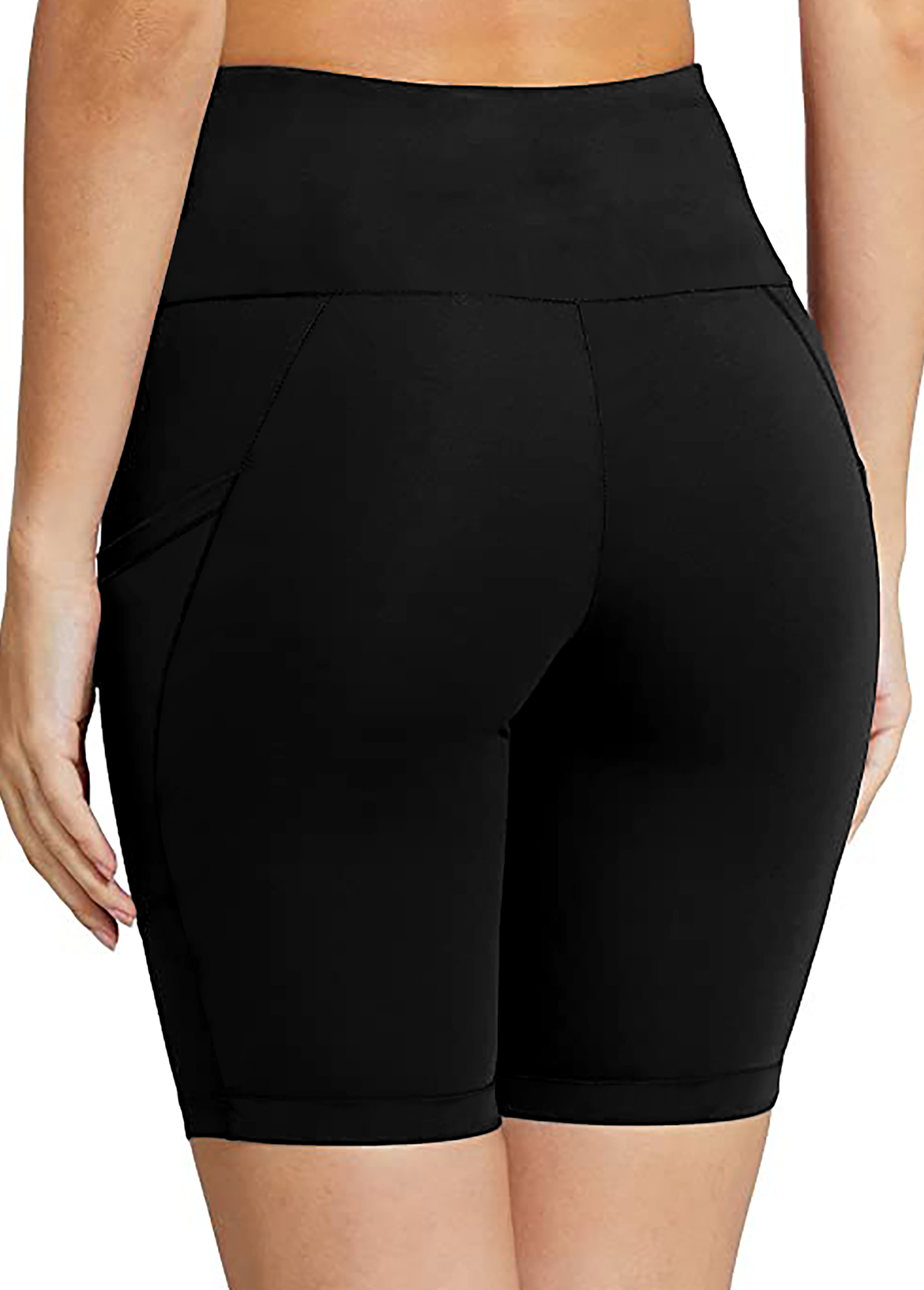 Black swimwear,Plain Color swimwear,ROTITA Black High Waisted Pocket Swim Shorts