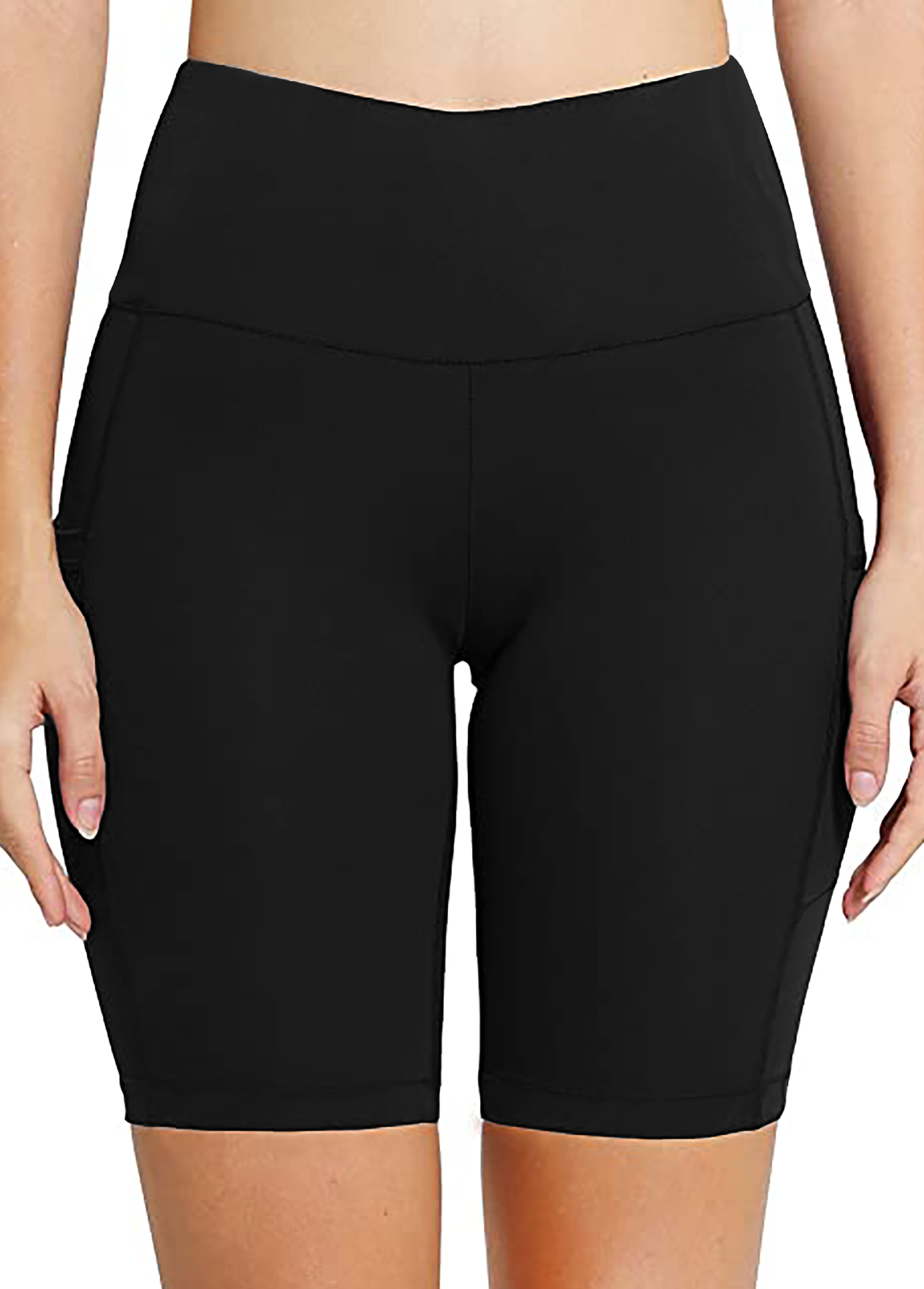 Black swimwear,Plain Color swimwear,ROTITA Black High Waisted Pocket Swim Shorts