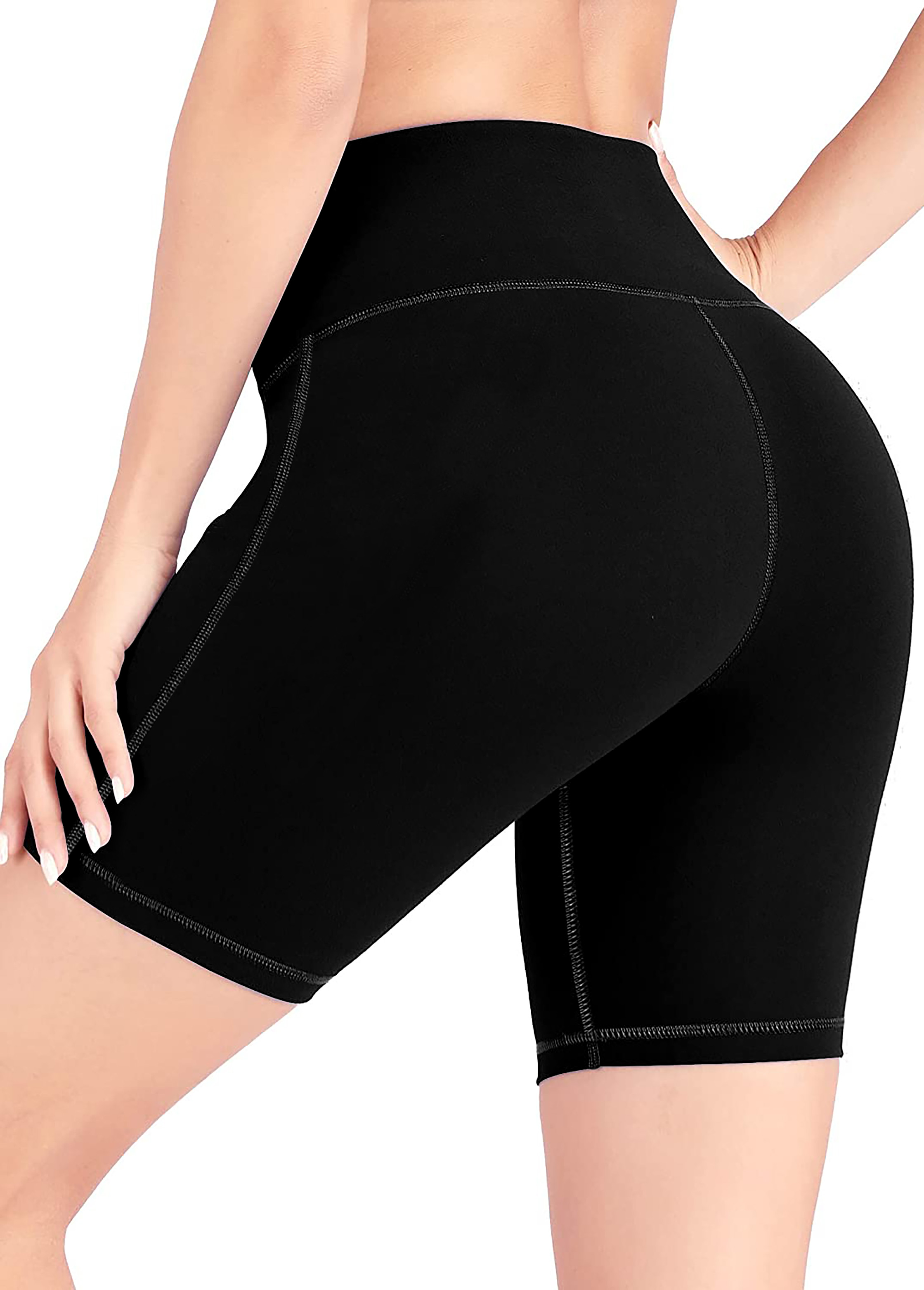 Black swimwear,Plain Color swimwear,ROTITA Pocket High Waisted Black Swim Shorts