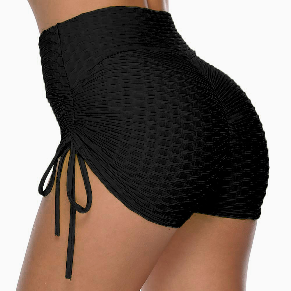 Black swimwear,Plain Color swimwear,ROTITA Drawstring Black High Waisted Swim Shorts