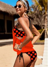 Dot swimwear,ROTITA Polka Dot Orange Tie Tankini Set