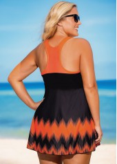Orange plus size,Floral plus size,ROTITA Wide Strap Plus Size Printed Cross Front Swimdress Top