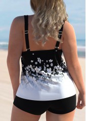 White plus size,Ditsy Floral plus size,ROTITA Plus Size Floral Print Spaghetti Strap Ombre Tankini Set