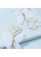 Gold jewelry,Pearl Detail Butterfly Design Earring Set