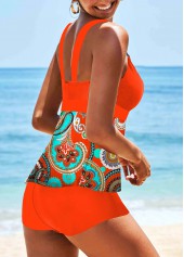 Orange swimwear,Paisley swimwear,ROTITA Wide Strap Paisley Print Tankini Set