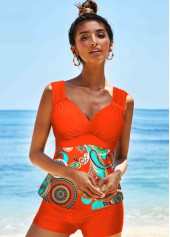 Orange swimwear,Paisley swimwear,ROTITA Wide Strap Paisley Print Tankini Set