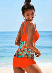 Orange swimwear,Paisley swimwear,ROTITA Wide Strap Paisley Print Tankini Set