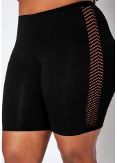 ROTITA Mesh Stitching Plus Size High Waist Swim Shorts