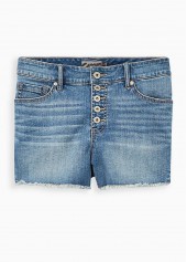 Blue plus size,Plain Color plus size,ROTITA Plus Size Denim Mid Waist Shorts