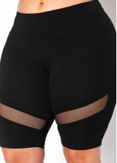 ROTITA Mesh Stitching Mid Waist Plus Size Swim Shorts