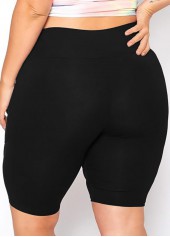Black plus size,Plain Color plus size,ROTITA Mesh Stitching Mid Waist Plus Size Swim Shorts