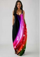 ROTITA Wide Strap Colorful Double Pocket Dress 