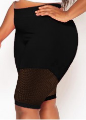 Black plus size,Plain Color plus size,ROTITA Plus Size High Waisted Lace Stitching Swim Shorts