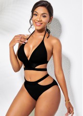 Multi Color swimwear,Floral swimwear,ROTITA Reversible Floral Print Halter Bikini Set 