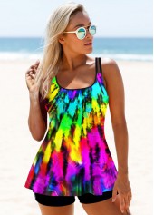 Multi Color swimwear,Floral swimwear,ROTITA Multi Color Printed Spaghetti Strap Tankini Set