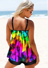 Multi Color swimwear,Floral swimwear,ROTITA Multi Color Printed Spaghetti Strap Tankini Set