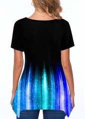 Black tops,Floral tops,ROTITA V Neck Printed Short Sleeve T Shirt