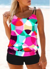 ROTITA Colorful Geometric Print Tankini Set