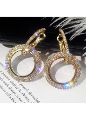 Double Ring Rhinestone Detail Design Earrings