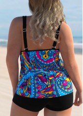 Blue swimwear,Paisley swimwear,ROTITA Spaghetti Strap Paisley Print Tankini Set