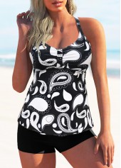 Tankini-Set mit breiten Trägern und überkreuztem Rücken und Tiermotiven
