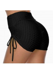 ROTITA Drawstring Black High Waisted Swim Shorts