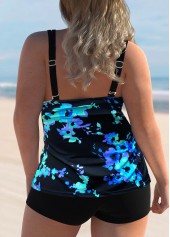 Multi Color plus size,Floral plus size,ROTITA Plus Size Printed Wide Strap Tankini Set