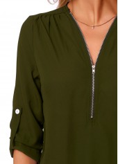 Plain Color tops,Quarter Zip Solid Long Sleeve T Shirt