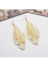 Gold jewelry,Gold Leaf Design Metal Detail Earring Set