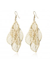 Gold jewelry,Gold Leaf Design Metal Detail Earring Set