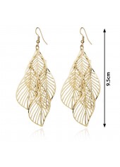Gold jewelry,Gold Leaf Design Metal Detail Earring Set