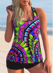 ROTITA Wide Strap Paisley Print Cross Strap Tankini Set