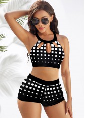 ROTITA High Waisted Plaid Ombre Bikini Set 