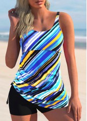 Tankini-Set mit Regenbogenstreifen und seitlicher Schnürung