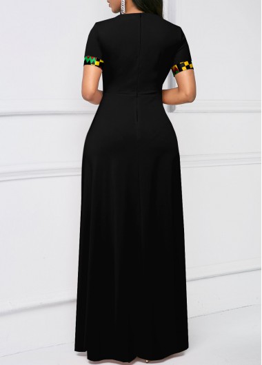 Black dresses,Tribal dresses,ROTITA Tribal Print Keyhole Neck Short Sleeve Dress